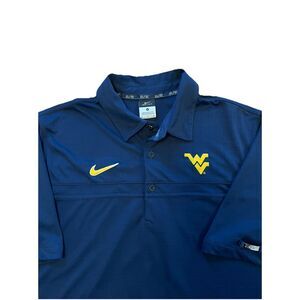 Nike Elite Dri Fit West Virginia Mountaineers WVU Blue Golf Polo‎ Men's Medium